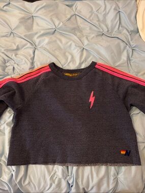 Aviator nation Navy Sweatshirt with Pink Lightning Accent